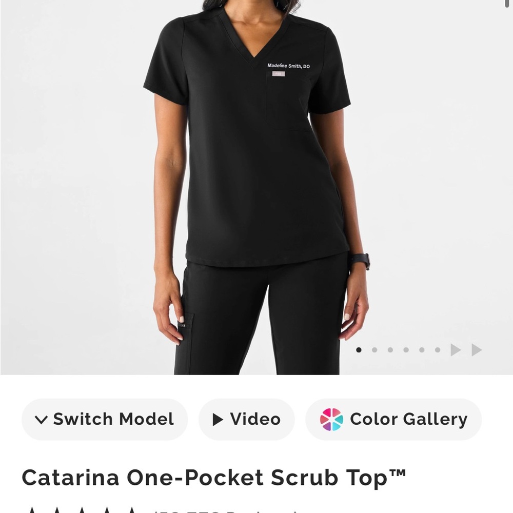 Figs Black Catarina Scrub Top